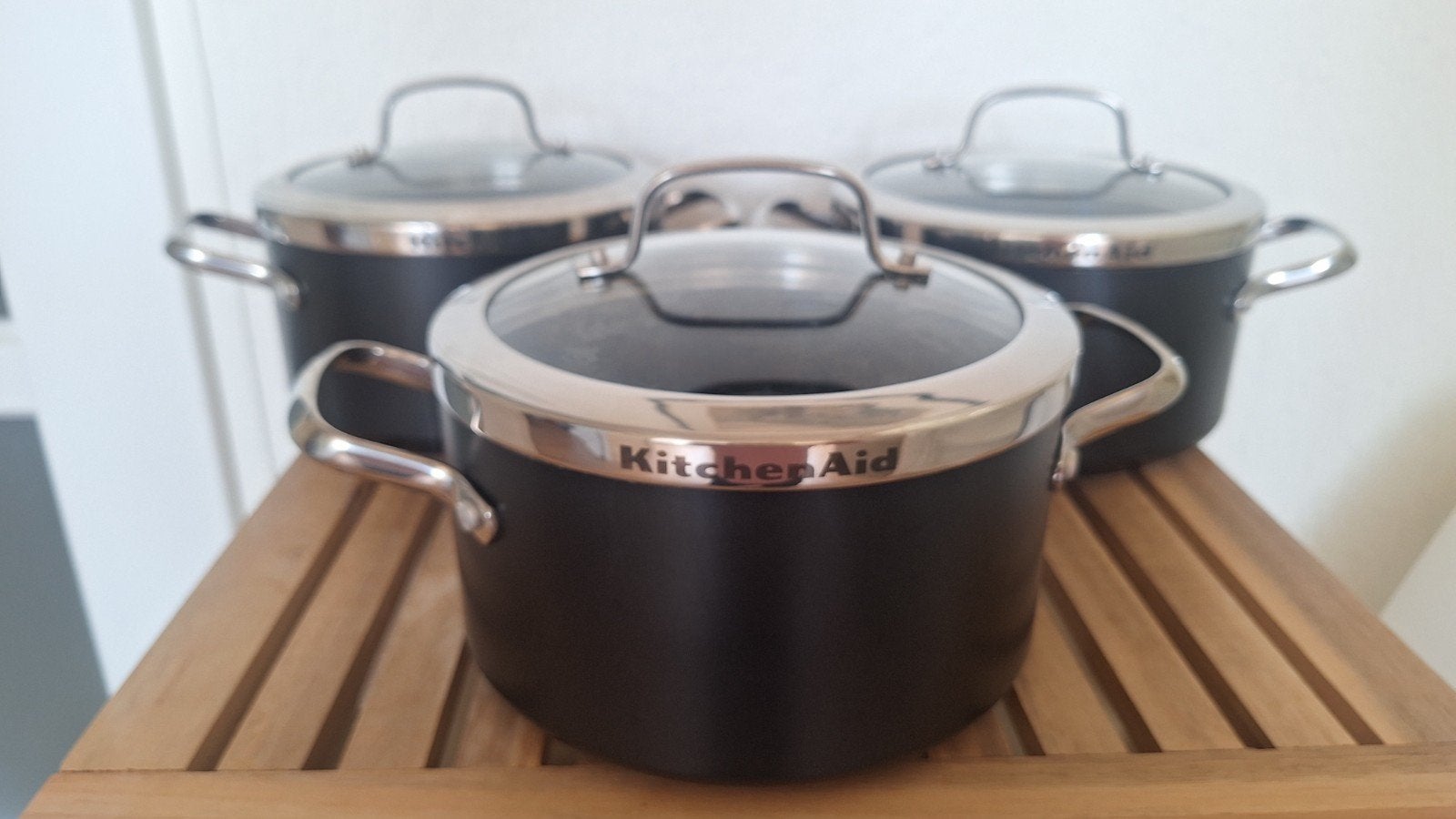KitchenAid Pannenset - 3-delig, Zo goed als nieuw, Ophalen, Overige materialen, Geschikt voor inductie, Pannenset