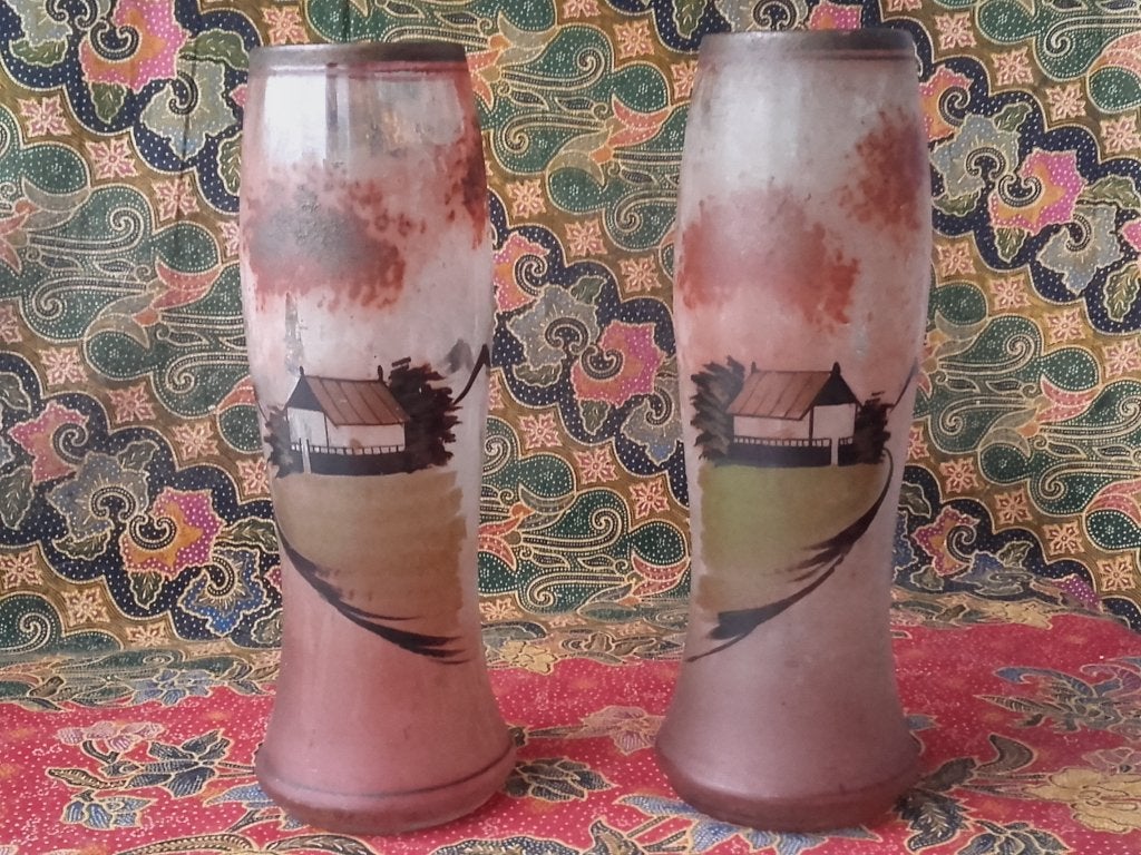 Mooi stel zeldzame antieke vazen uit Frankrijk 31,3 cm. 1900, Antiek en Kunst, Antiek | Vazen, Ophalen of Verzenden