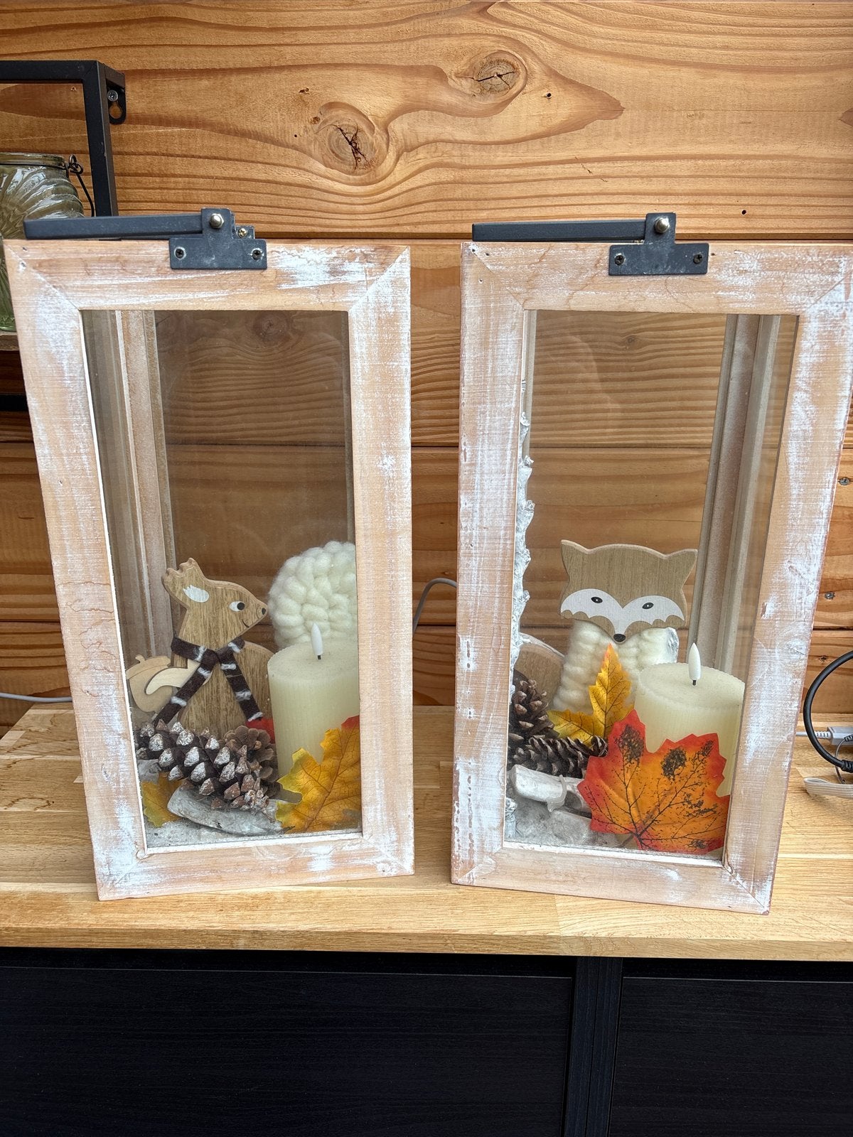 Leuke windlichten met herfstdecoratie, Huis en Inrichting, Ophalen, Windlicht, Gebruikt, Meerkleurig