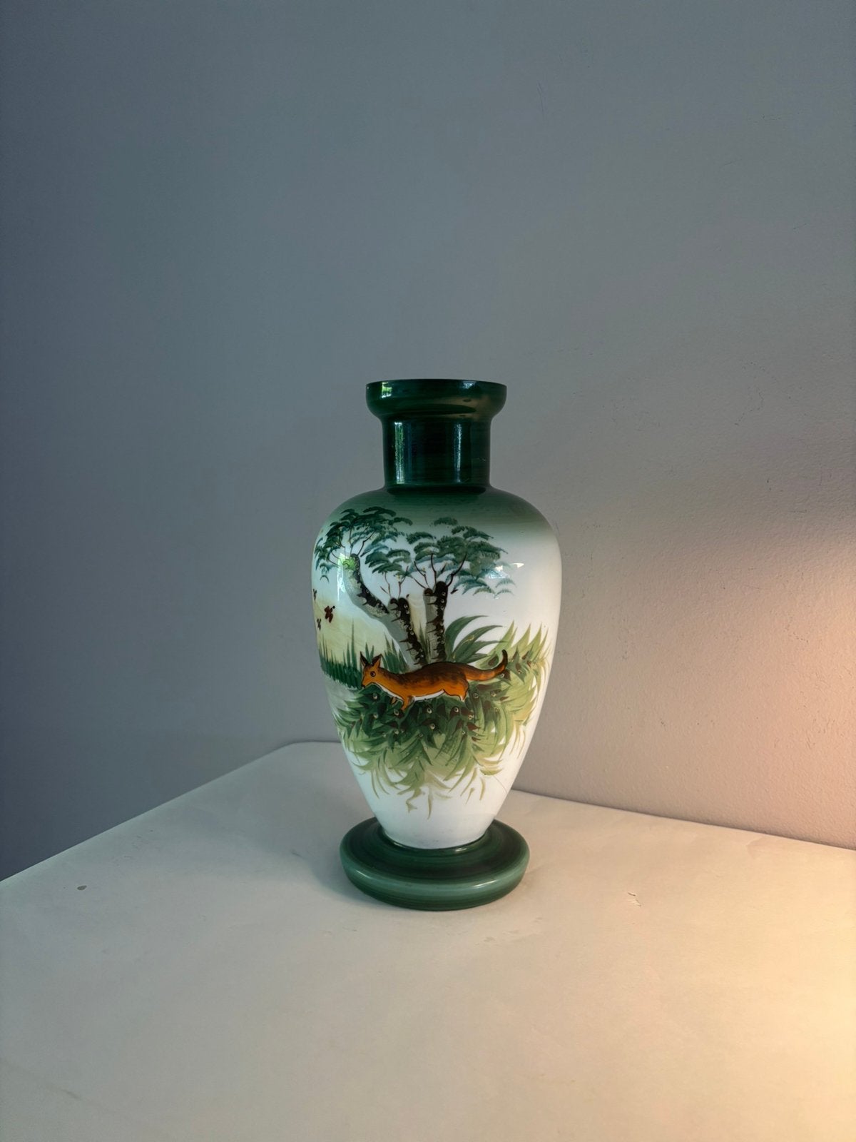 Antieke Franse opaline vaas met vos, Antiek en Kunst, Verzenden