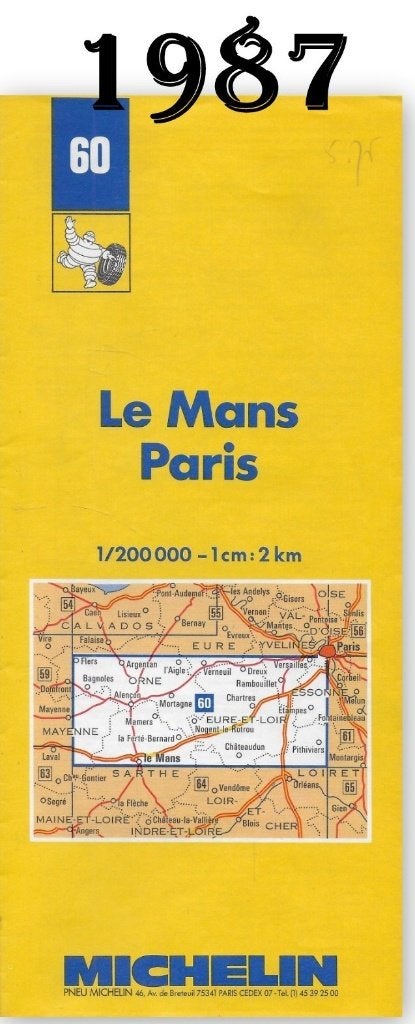 pl03 - Plattegrond Michelin nr 60 - Le Mans / Paris(1987), Boeken, Gelezen, Frankrijk, Ophalen of Verzenden, Landkaart