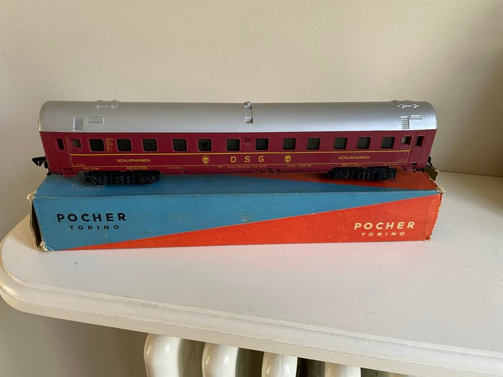 Pocher H0 216 DSG Slaaprijtuig Rood (ca. 1959), Overige merken, Gebruikt, Gelijkstroom of Wisselstroom, Wagon