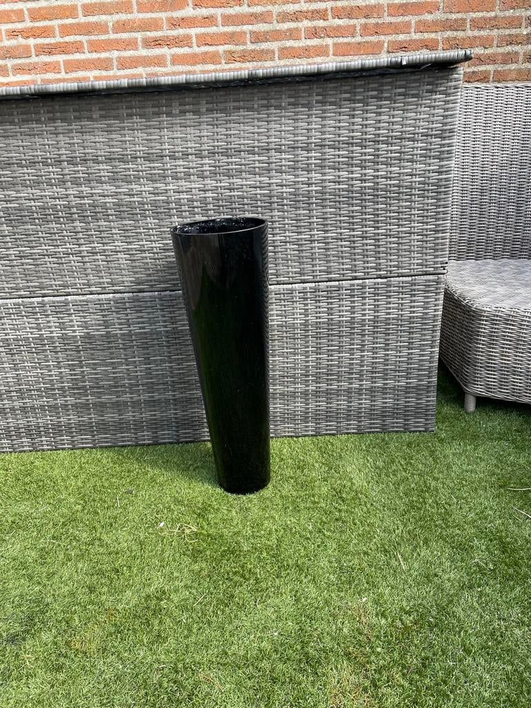Hoge zwarte glazen vaas, Ophalen, 50 tot 75 cm, Zwart, Glas