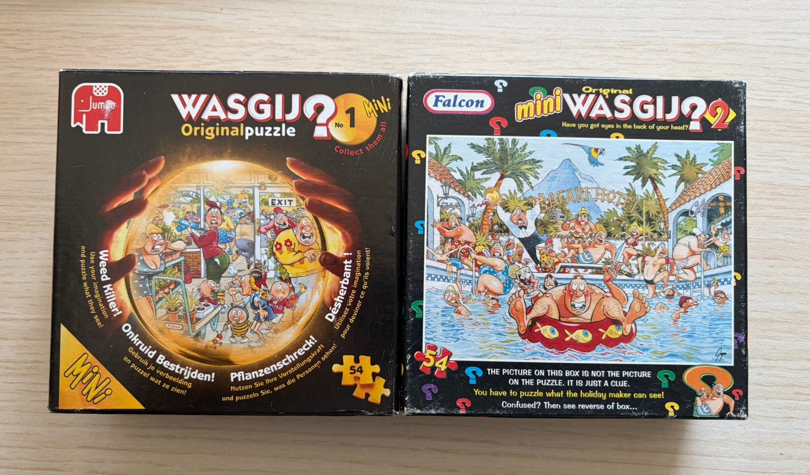 Wasgij original mini 1+2, Ophalen of Verzenden, Minder dan 500 stukjes, Zo goed als nieuw, Legpuzzel