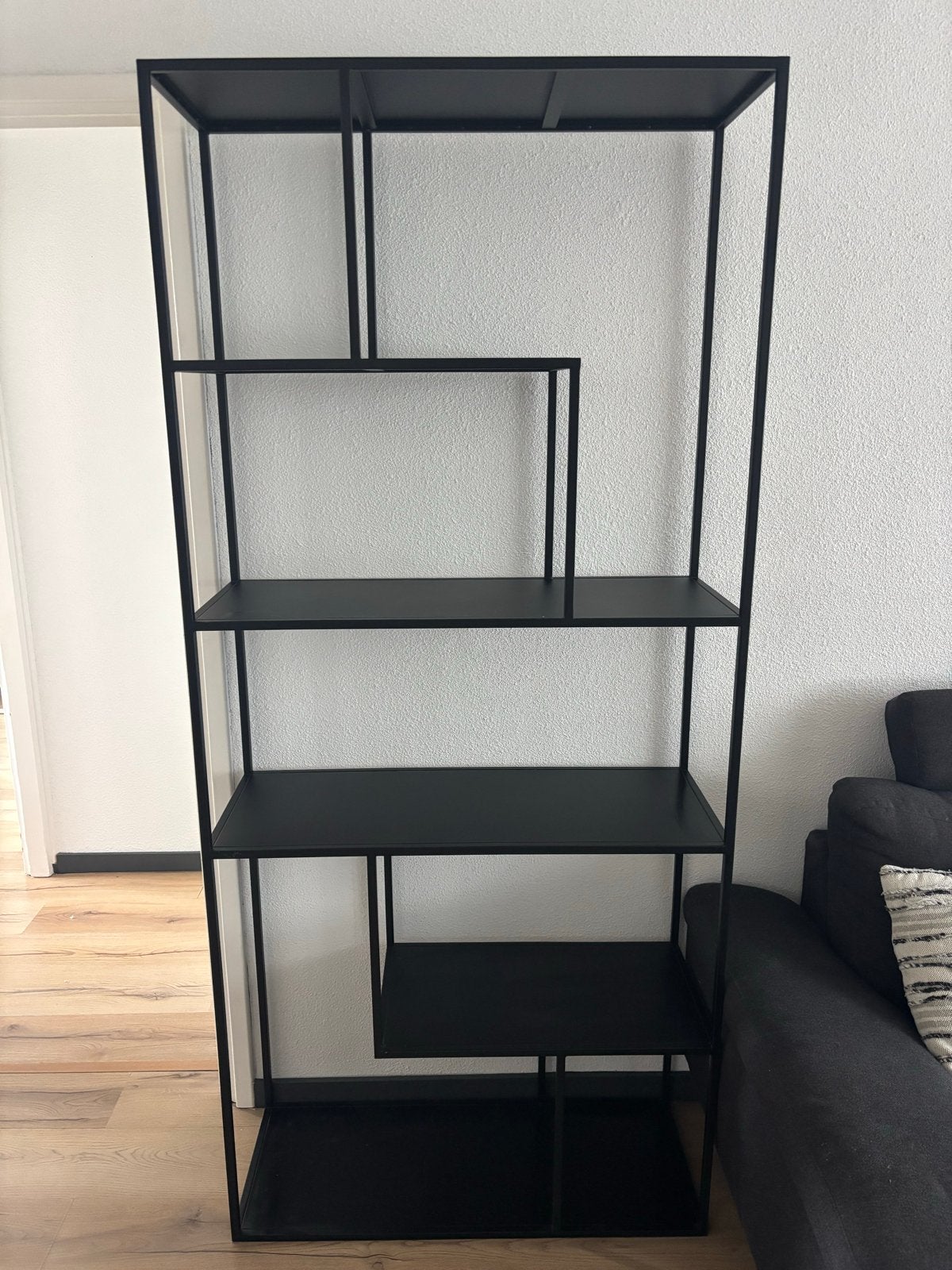 Zwart metalen open vakkenkast - Modern design, Ophalen, Met plank(en), 200 cm of meer, 50 tot 100 cm