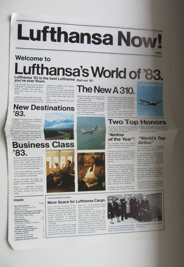 Lufthansa Now! 1983, Verzamelen, Luchtvaart en Vliegtuigspotten, Verzenden, Gebruikt, Overige typen