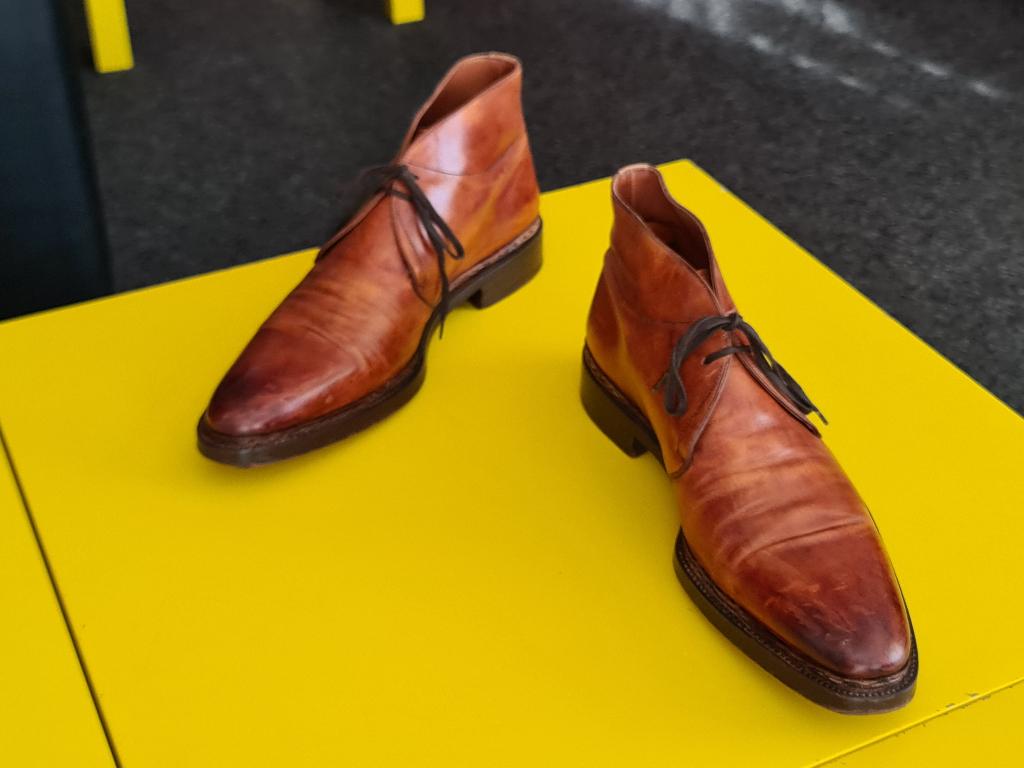 Stevige half hoog Santoni met Cognac kleur maat 43/5, Bruin, Verzenden, Zo goed als nieuw, Santoni