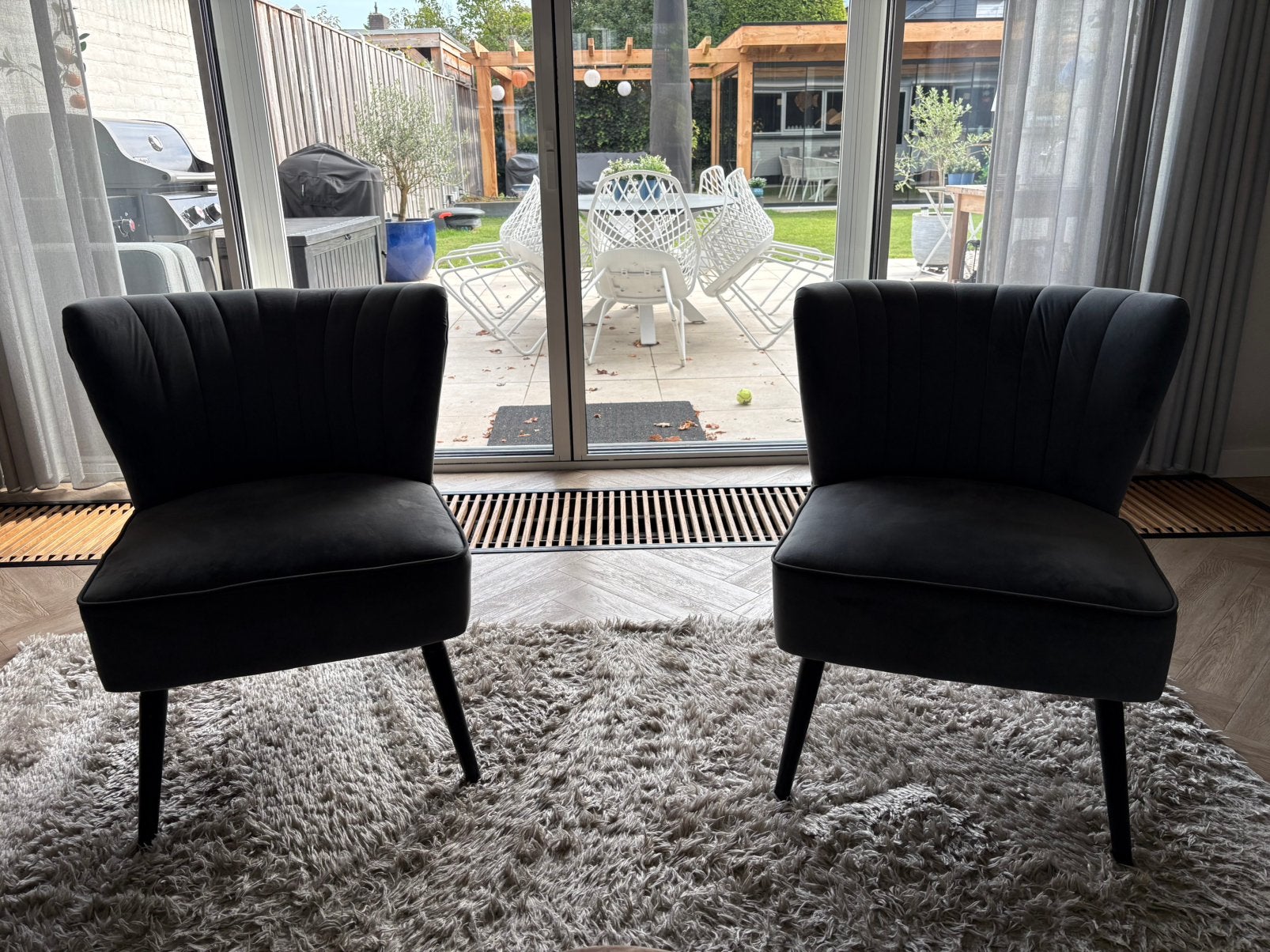 Twee mooie blauw / grijze fauteuils, Huis en Inrichting, Ophalen, Zo goed als nieuw, 75 tot 100 cm, 50 tot 75 cm