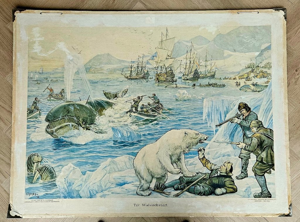 Schoolplaat / Ter Walvischvaart / 83 x 110 / Karton, Ophalen, Geschiedenis