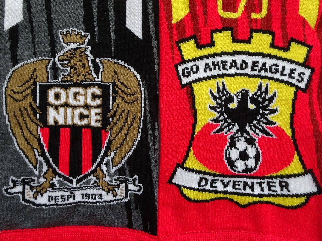 sjaal OGC Nice - Go Ahead Eagles, Ophalen of Verzenden, Nieuw, Overige binnenlandse clubs, Vaantje of Sjaal