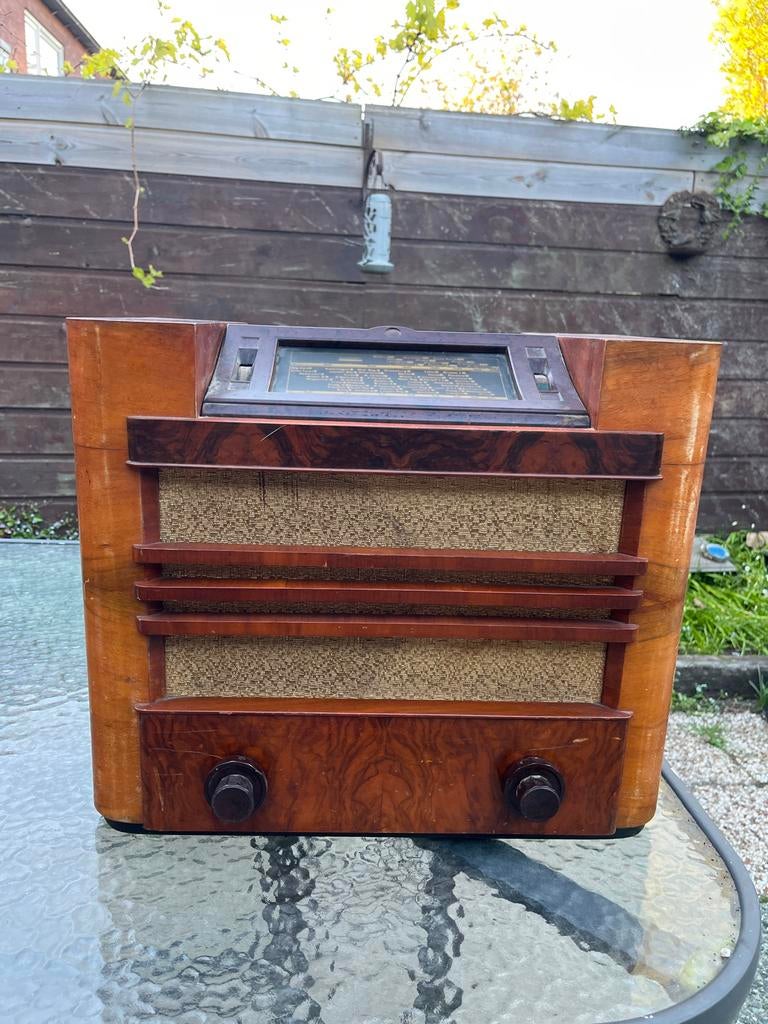 Antieke Philips buizenradio - Prachtig houten design, Audio, Tv en Foto, Radio's, Gebruikt, Radio, Ophalen