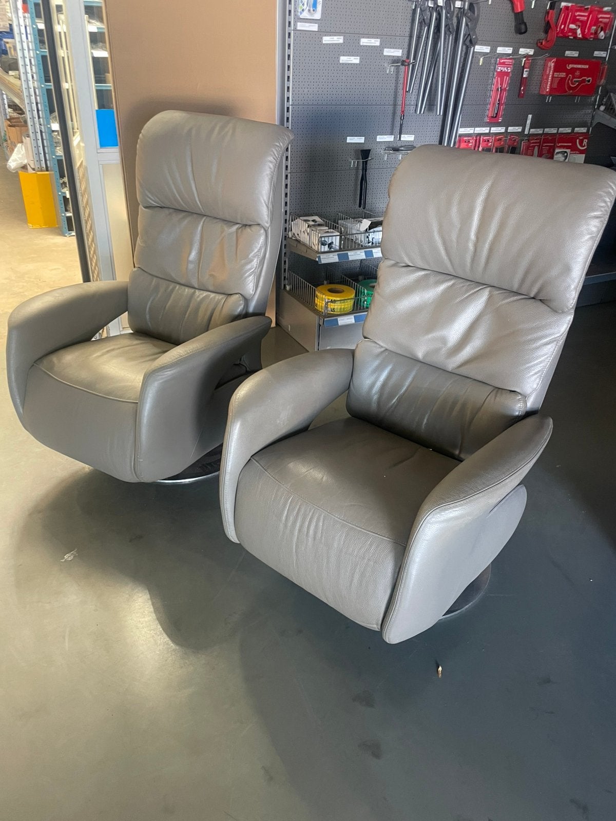 Set relax fauteuils / relax stoelen / draai fauteuils, Huis en Inrichting, Fauteuils, Ophalen, Gebruikt, 50 tot 75 cm, Leer