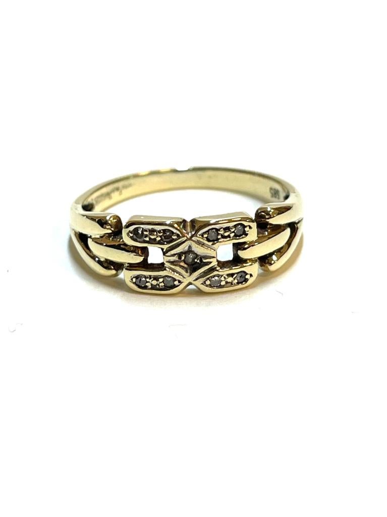 14k gouden ring met diamanten, 18 tot 19, -, -, Ophalen of Verzenden