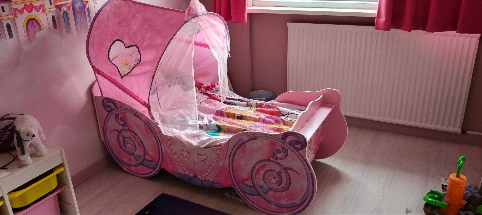 Prinsessenbed met matras en tent, Kinderen en Baby's, Kinderkamer | Bedden, Ophalen, Gebruikt, 70 tot 85 cm, Matras