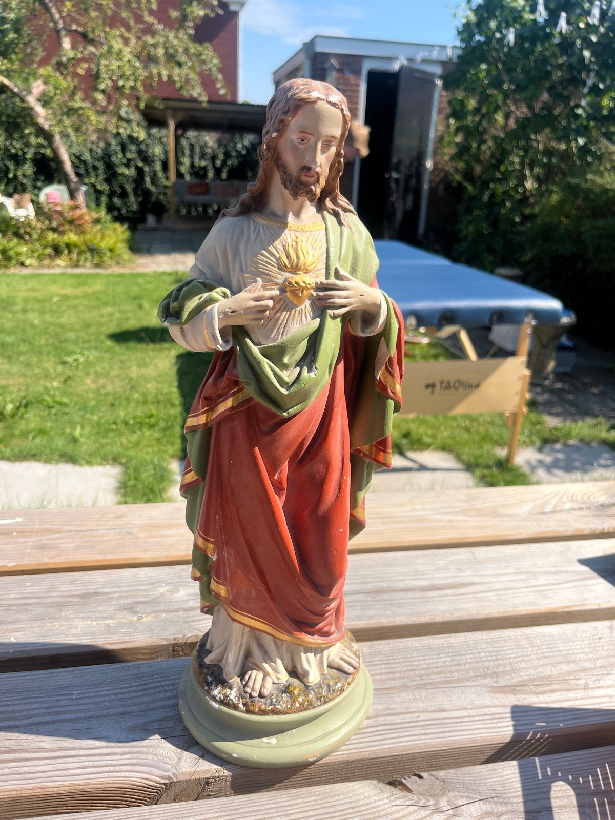 Vintage Heilig Hart Jezus beeld - 40cm-Religieuze decoratie, Antiek en Kunst, Ophalen