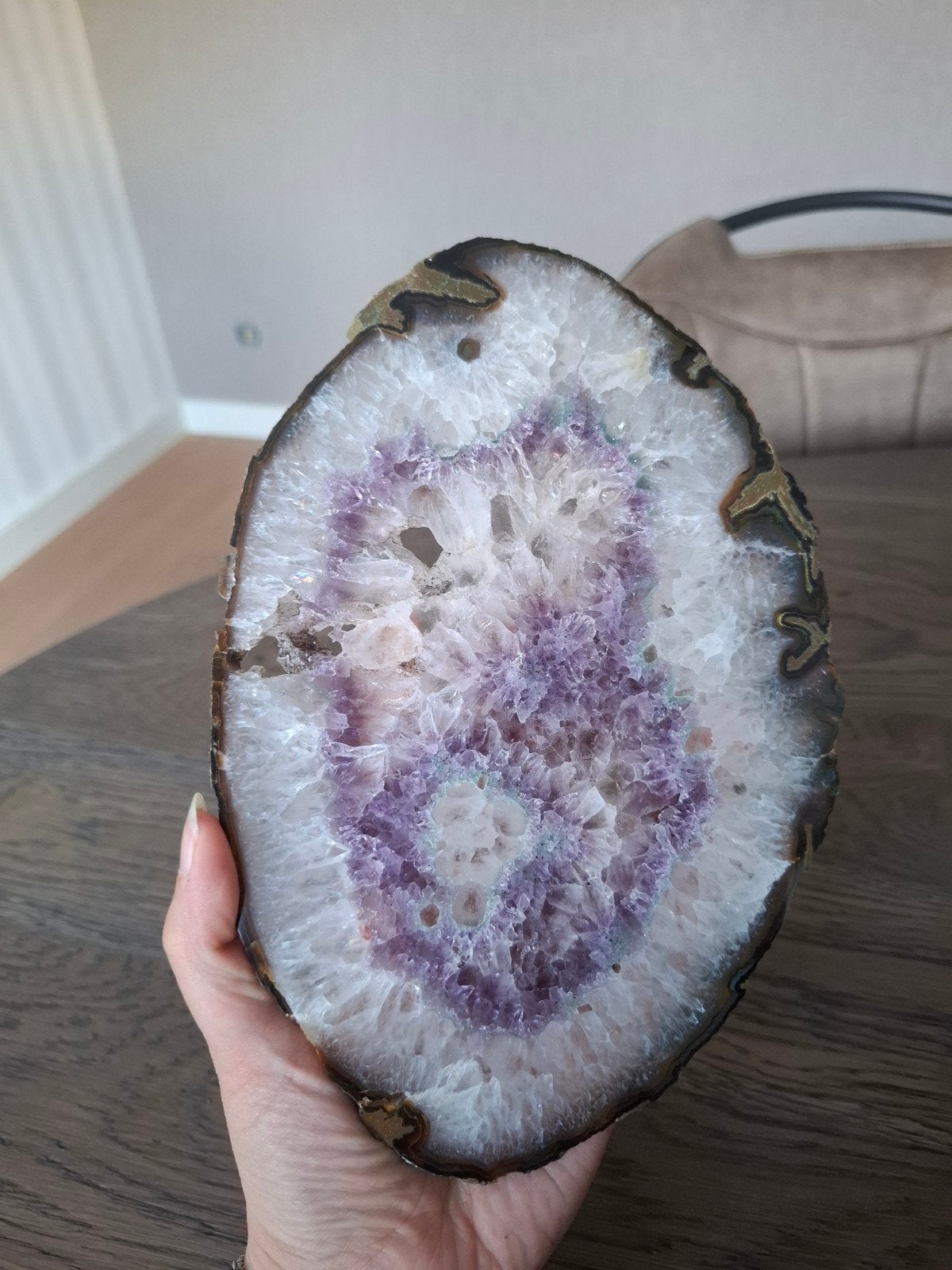 amethist agaat schijf, Verzamelen, Mineralen en Fossielen, Ophalen of Verzenden