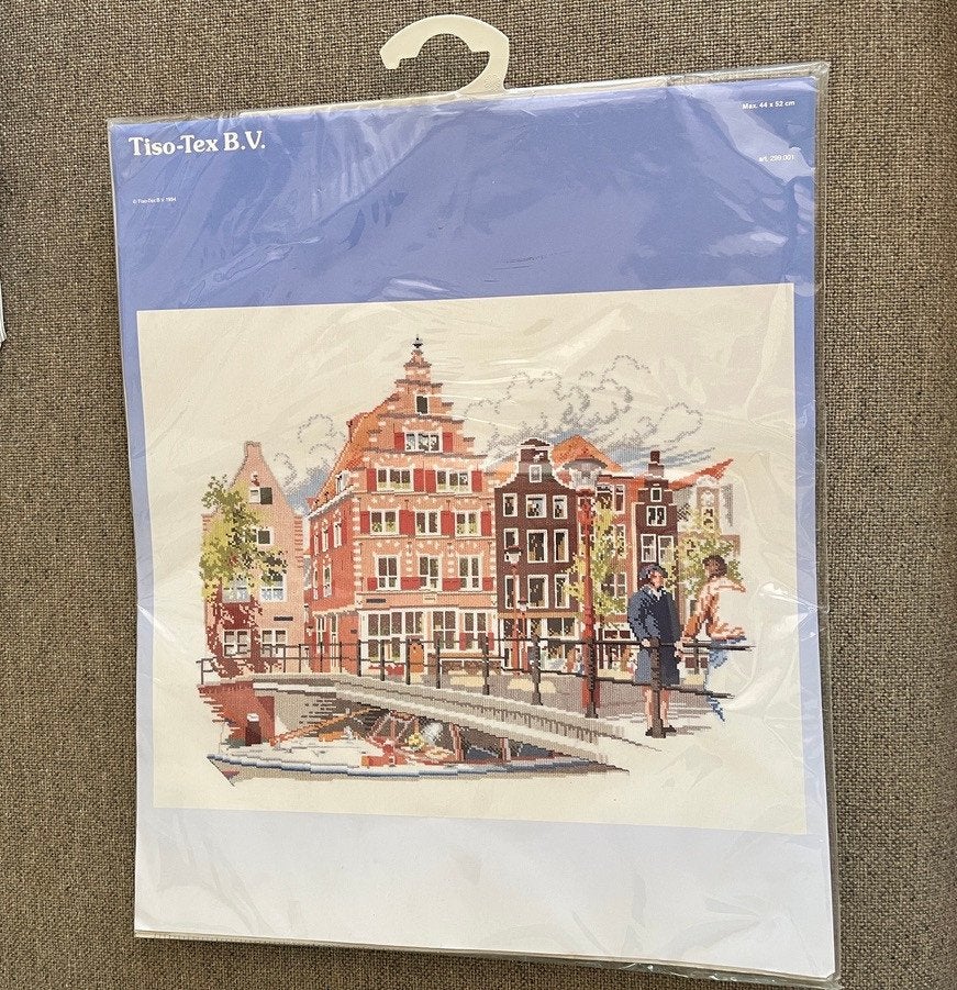 Borduurpakket Grachtenpanden met brug, Ophalen of Verzenden, Nieuw, Borduurpakket