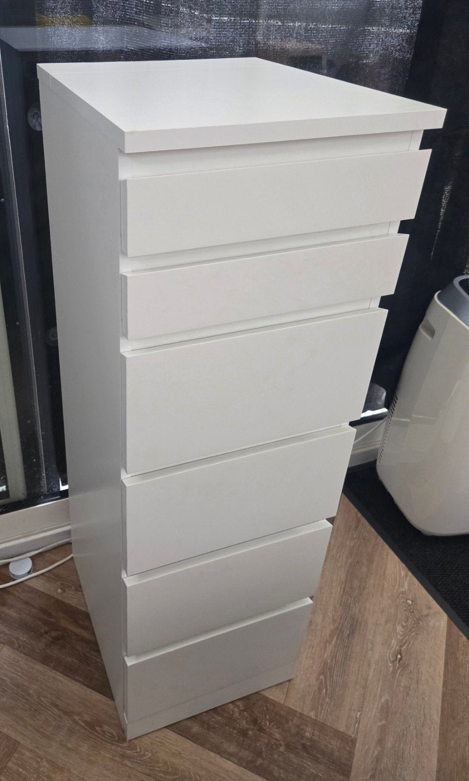 IKEA MALM ladekast wit met spiegel – 6 laden, Huis en Inrichting, Ophalen, Minder dan 50 cm, Gebruikt, 5 laden of meer