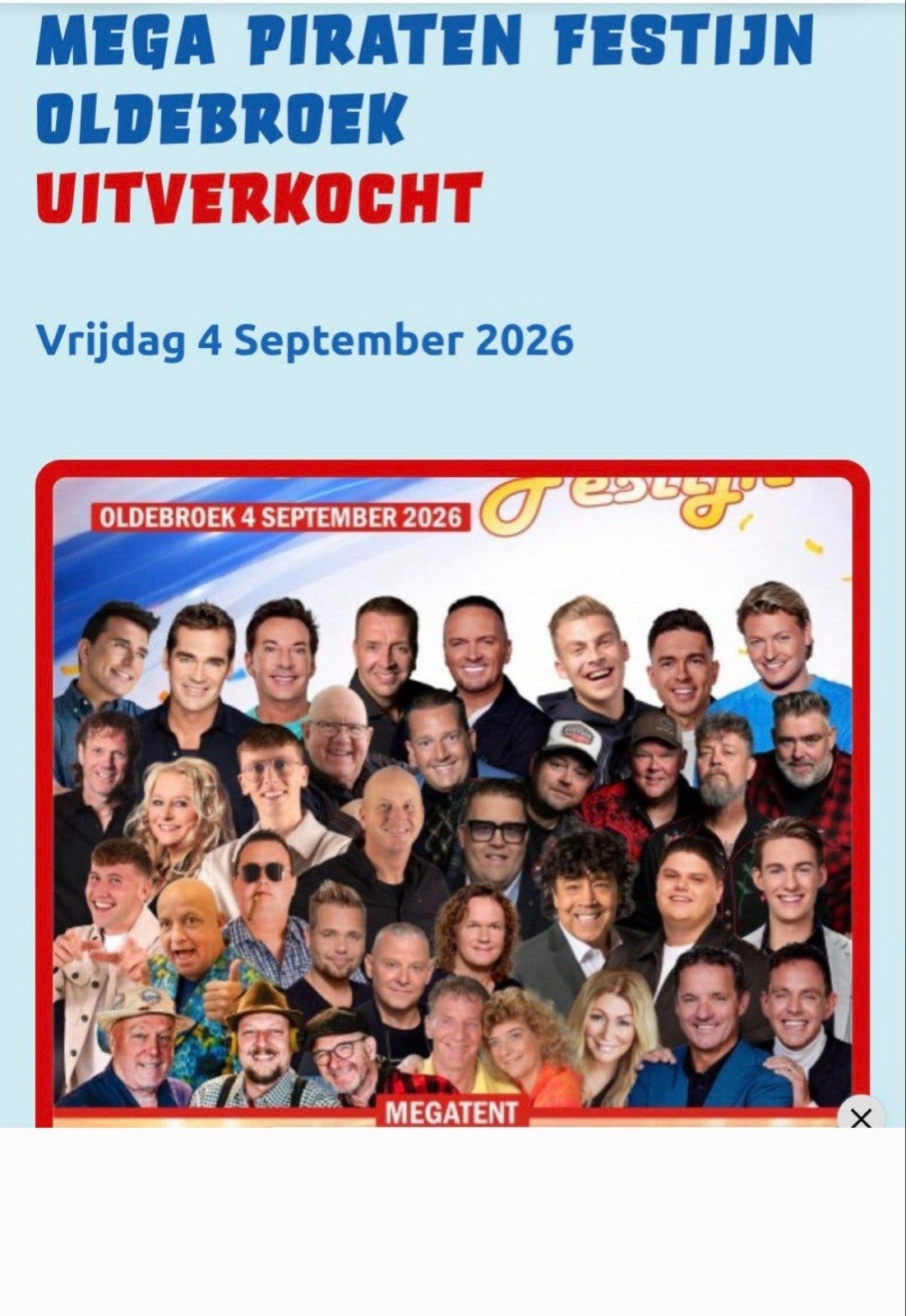 mega piraten festijn Oldebroek, Eén persoon