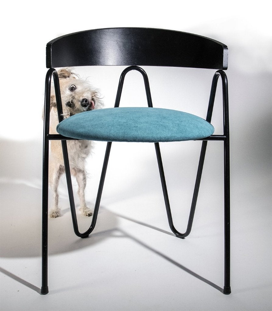 Set van 5 Memphis Milano style stoelen jaren 80, Huis en Inrichting, Ophalen, Gebruikt, Blauw, Memphis Milano, Vintage, Jaren 80