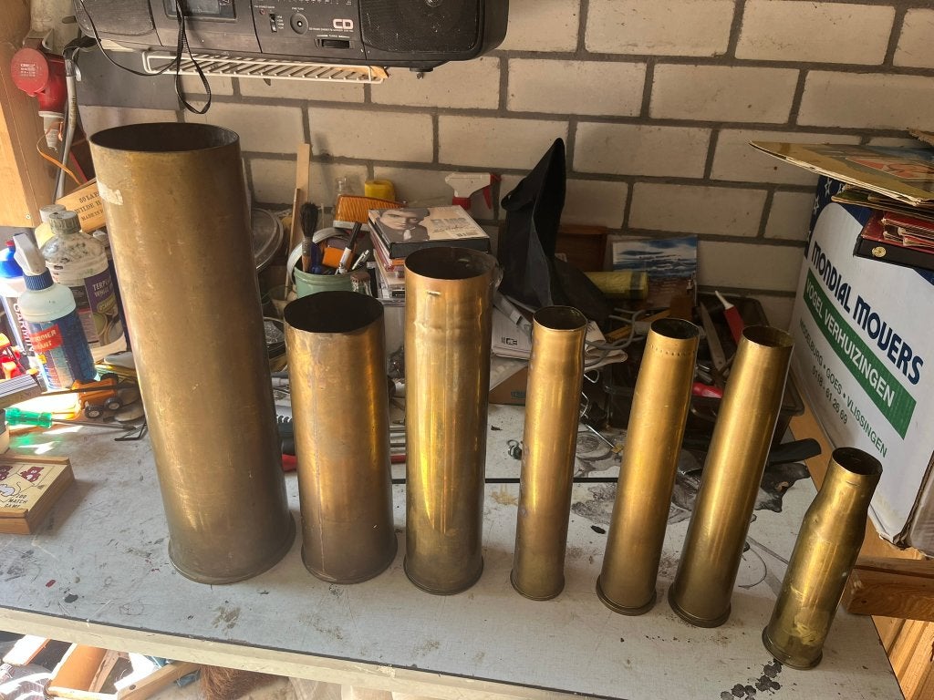 6 Militaire messing hulzen, Ophalen of Verzenden, Landmacht, Overige gebieden, Hulzen of Bodemvondsten