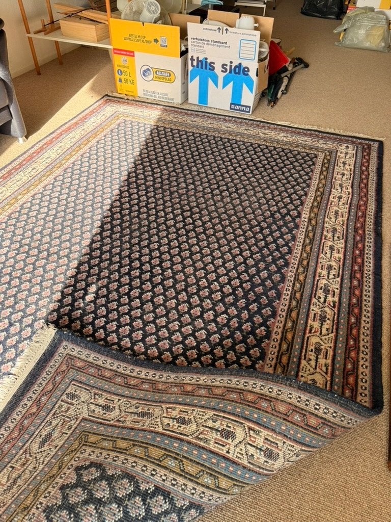 Oosters vloerkleed 300  200 cm – donkerblauw, Mir-stijl, Ophalen, Gebruikt, Blauw, 200 cm of meer