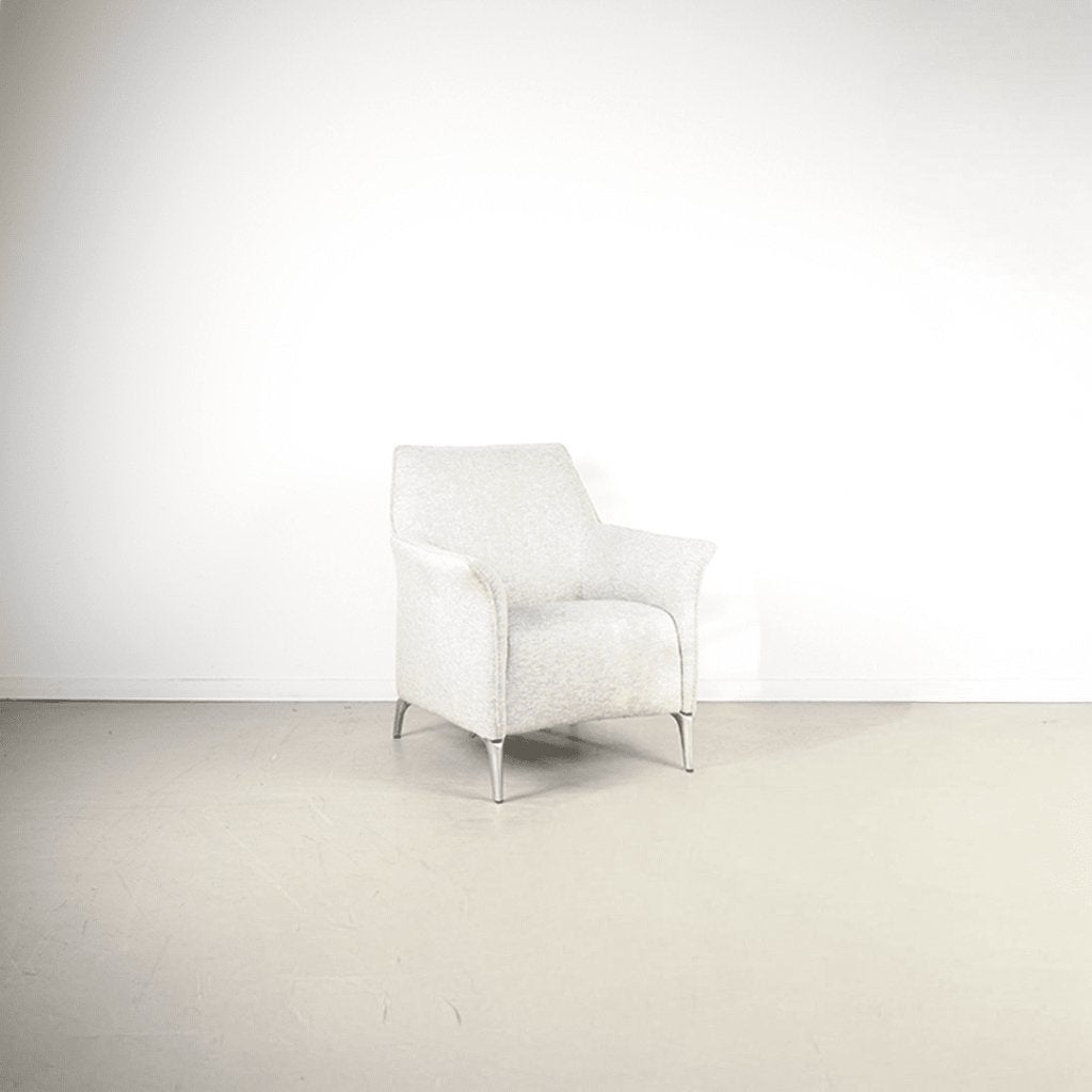 Leolux Mayuro Fauteuil Grijs Stof - Chroom, Niet ingevuld, Zo goed als nieuw, Niet ingevuld, Niet ingevuld