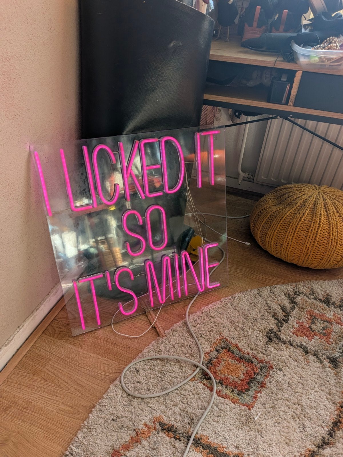 Neon LED-bord "I Licked It So It's Mine" - Roze, Ophalen of Verzenden