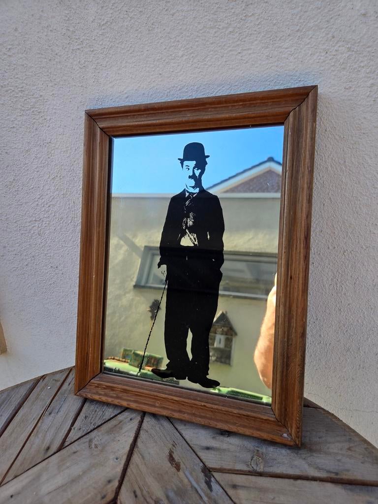 Spiegel Charlie Chaplin, Ophalen of Verzenden, Gebruikt, Rechthoekig