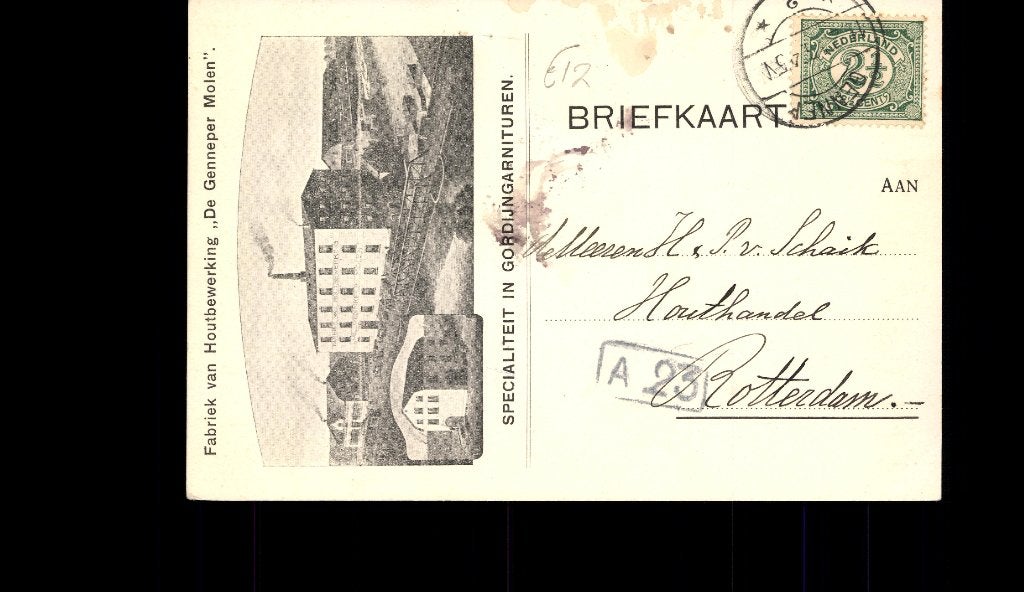 Gennep (L.), Firmakaart Fabriek de Genneper Molen, gel. 1916, Verzamelen, Verzenden, Voor 1920, Gelopen, Limburg