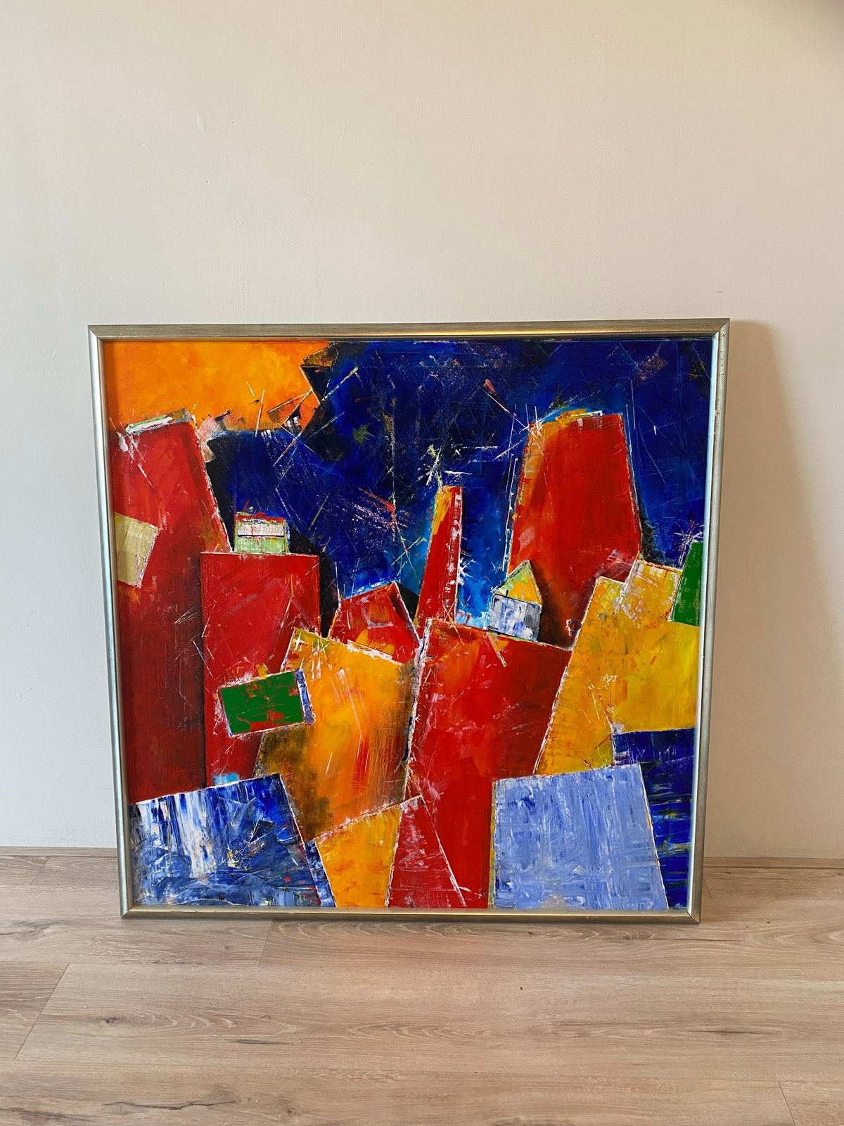 Abstract Schilderij - Levendige Kleuren en Textuur, Ophalen of Verzenden