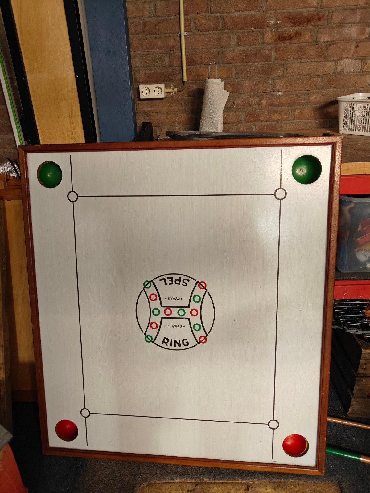 Homas Ring Spel Carrom Board, Drie of vier spelers, Ophalen, Gebruikt, Hommas