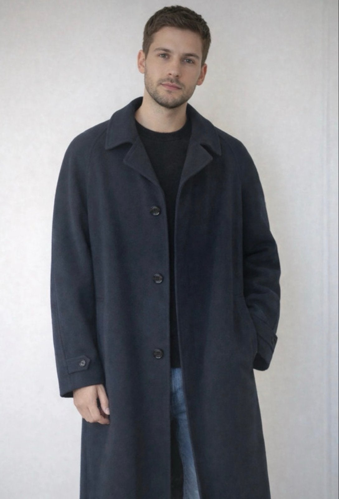 Peter van Holland heren wollen jas - Maat XL, Ophalen of Verzenden, Zo goed als nieuw, Maat 56/58 (XL), Blauw