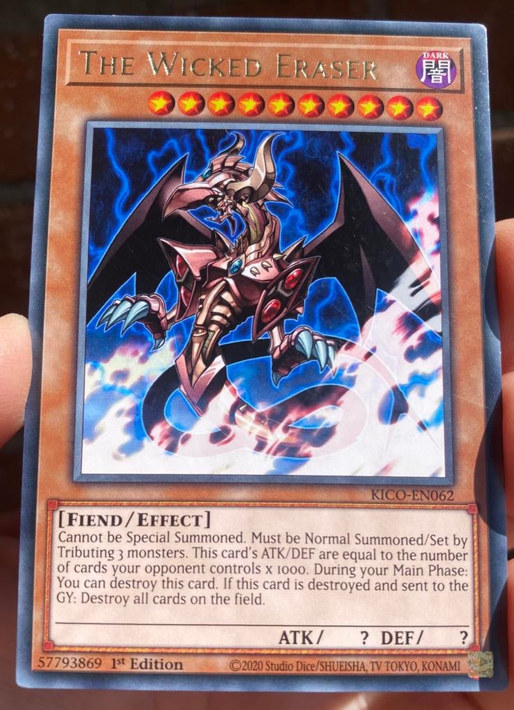 Yu-Gi-Oh! The Wicked Eraser KICO 1st Edition !, Ophalen of Verzenden, Zo goed als nieuw, Losse kaart