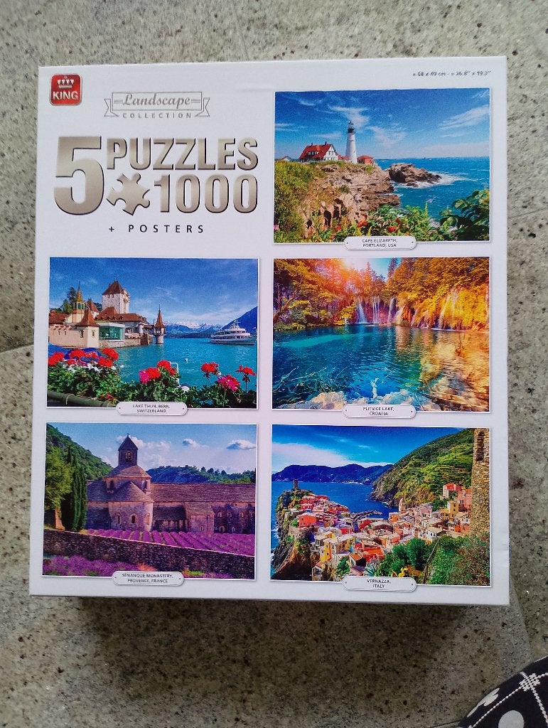 5 puzzels met 1000 stukjes thema Wereldsteden, Ophalen of Verzenden, Meer dan 1500 stukjes, Gebruikt, Legpuzzel