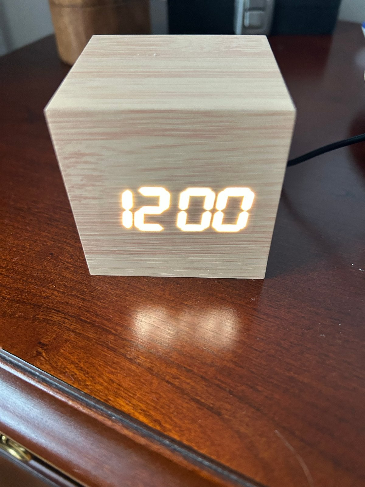 Stijlvolle Houten Kubus Wekker - Digitaal Display, Met verlichting, Nieuw, Ophalen of Verzenden, Digitaal