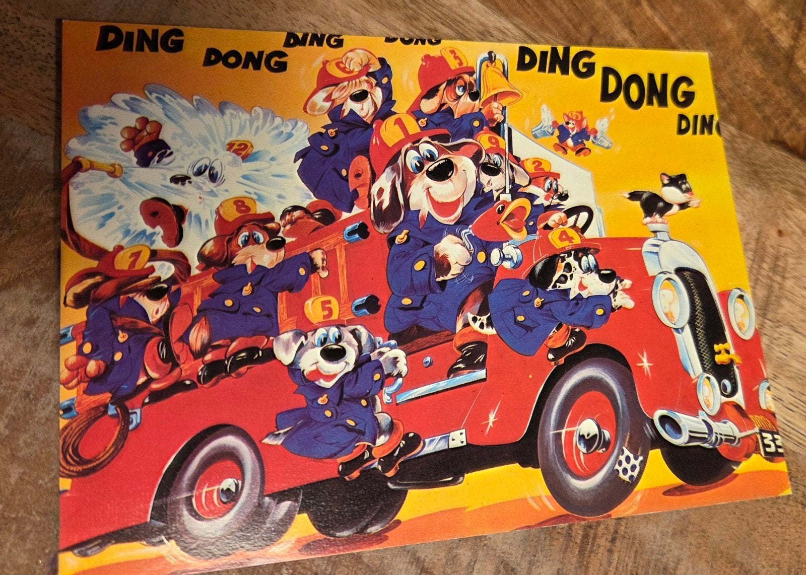 Vintage Ansichtkaart Brandweer Honden - Ding Dong, Verzenden, 1980 tot heden, Ongelopen, Kinderen