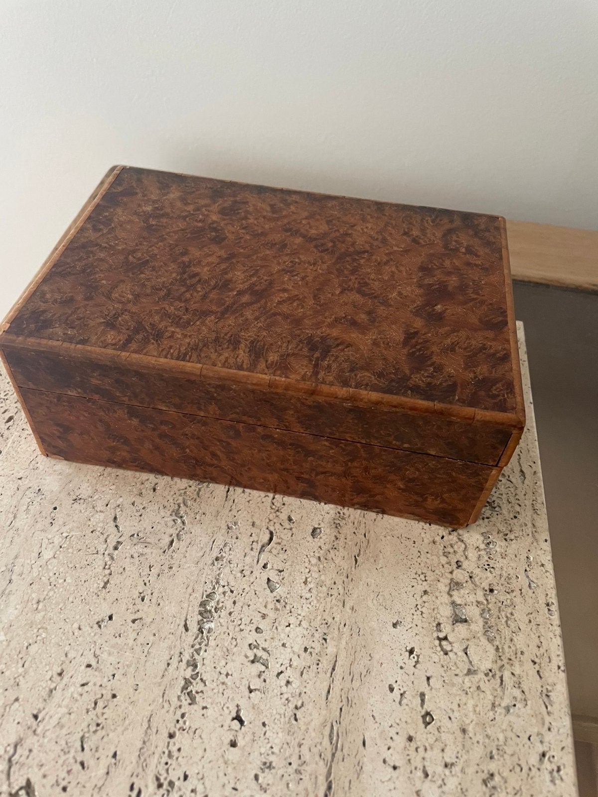 Hout houten kistje kist wortelhout design stapelen brocante, Antiek en Kunst, Ophalen of Verzenden