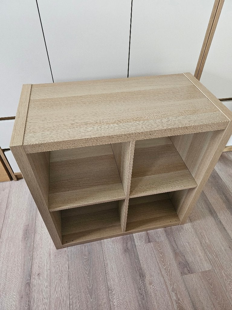 IKEA KALLAX kast met 4 vakken in eikenlook, Ophalen, Eikenhout, 50 tot 100 cm, Zo goed als nieuw