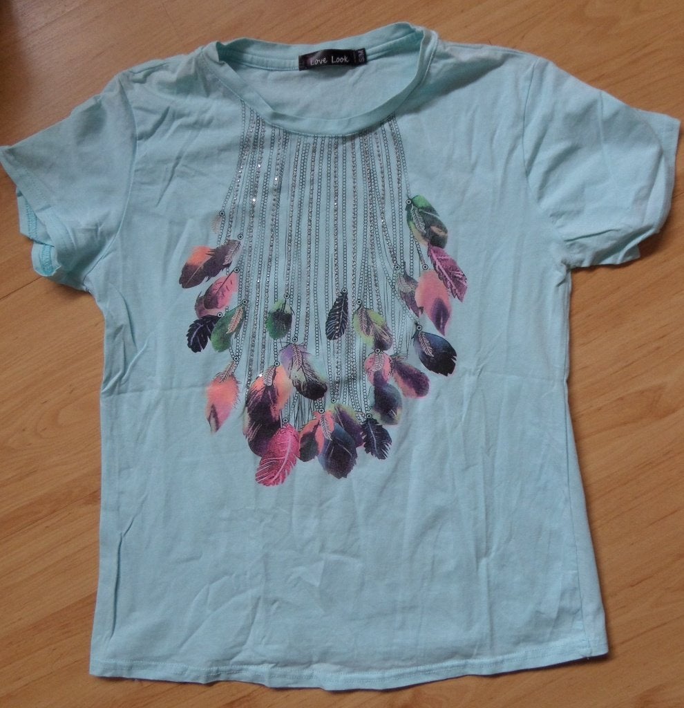 Pastelgroen shirt met zilveren glitters maat 36/38, Kleding | Dames, T-shirts, Ophalen of Verzenden, Zo goed als nieuw, Korte mouw