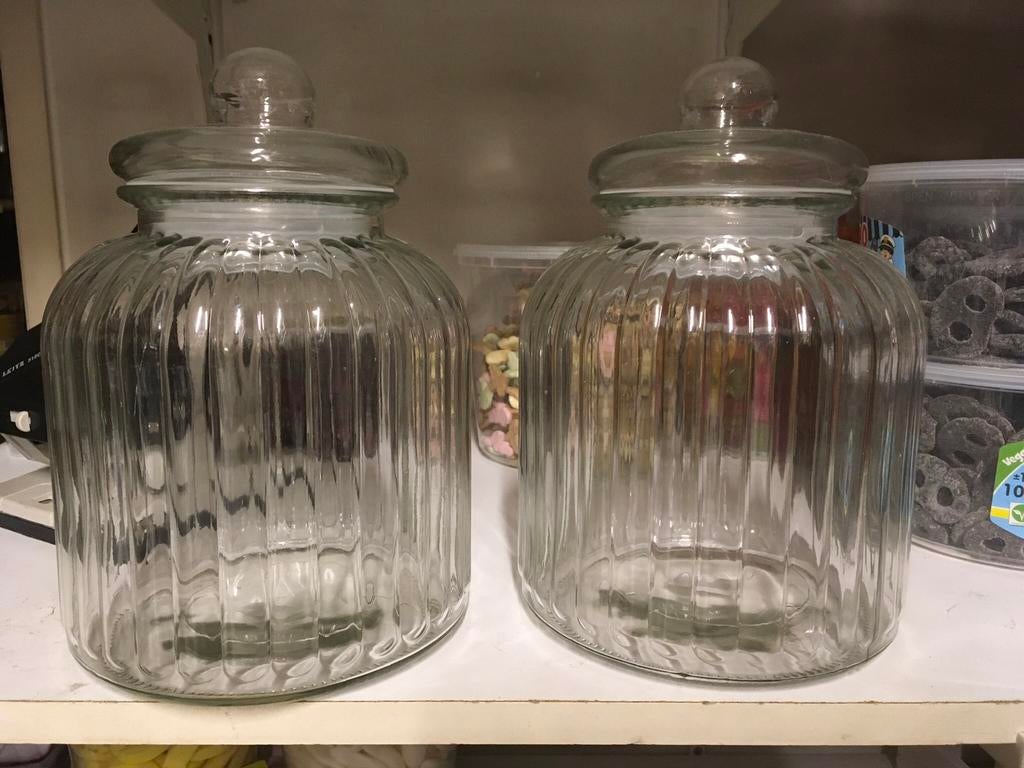 Te koop 11 splinternieuwe glazen snoeppotten, Ophalen, Glas of Glazen, Nieuw, Glas