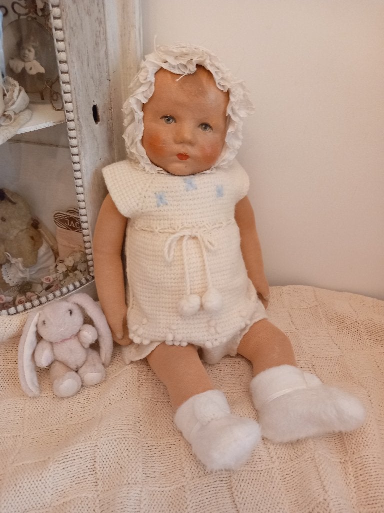 Vintage baby slofjes met pompon. jaren 50, Ophalen, Zo goed als nieuw, Kleertjes