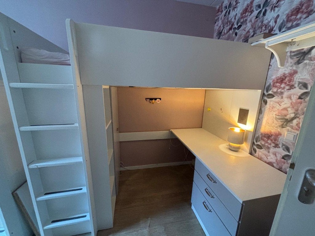 Witte Ikea hoogslaper, Ophalen, Eenpersoons, 160 tot 180 cm, 200 cm