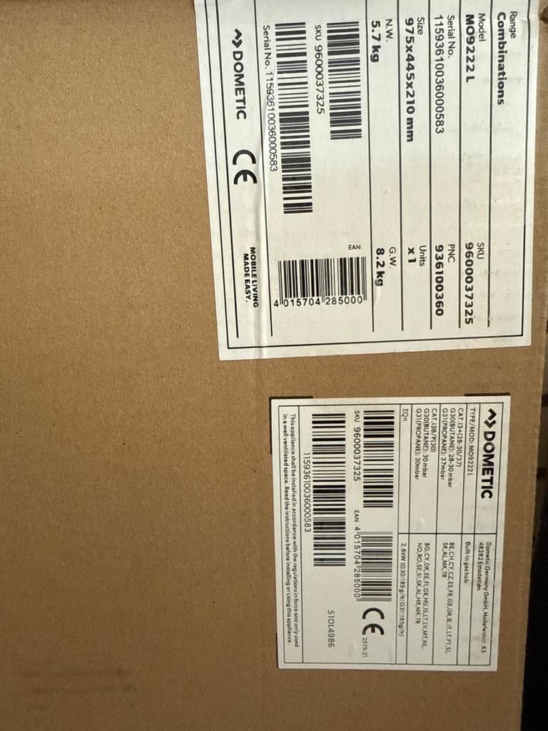 Dometic 9222L Spoelbak-kookplaat combinatie, Ophalen of Verzenden, Nieuw