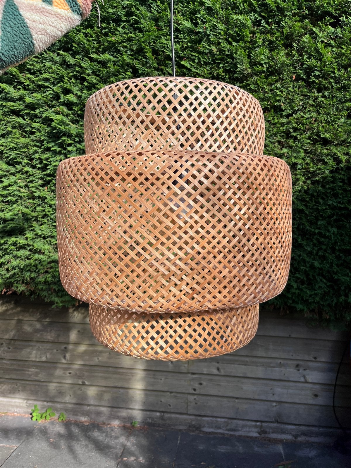 IKEA SINNERLIG Hanglamp, Huis en Inrichting, Ophalen, Gebruikt, Natuurlijk materiaal, E27 (groot)