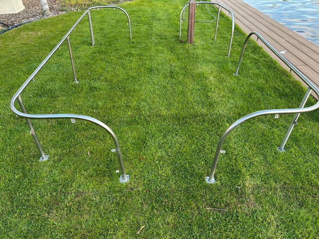 RVS reling 310x185x57cm voor steiger of ponton, Ophalen, Gebruikt, Overige typen