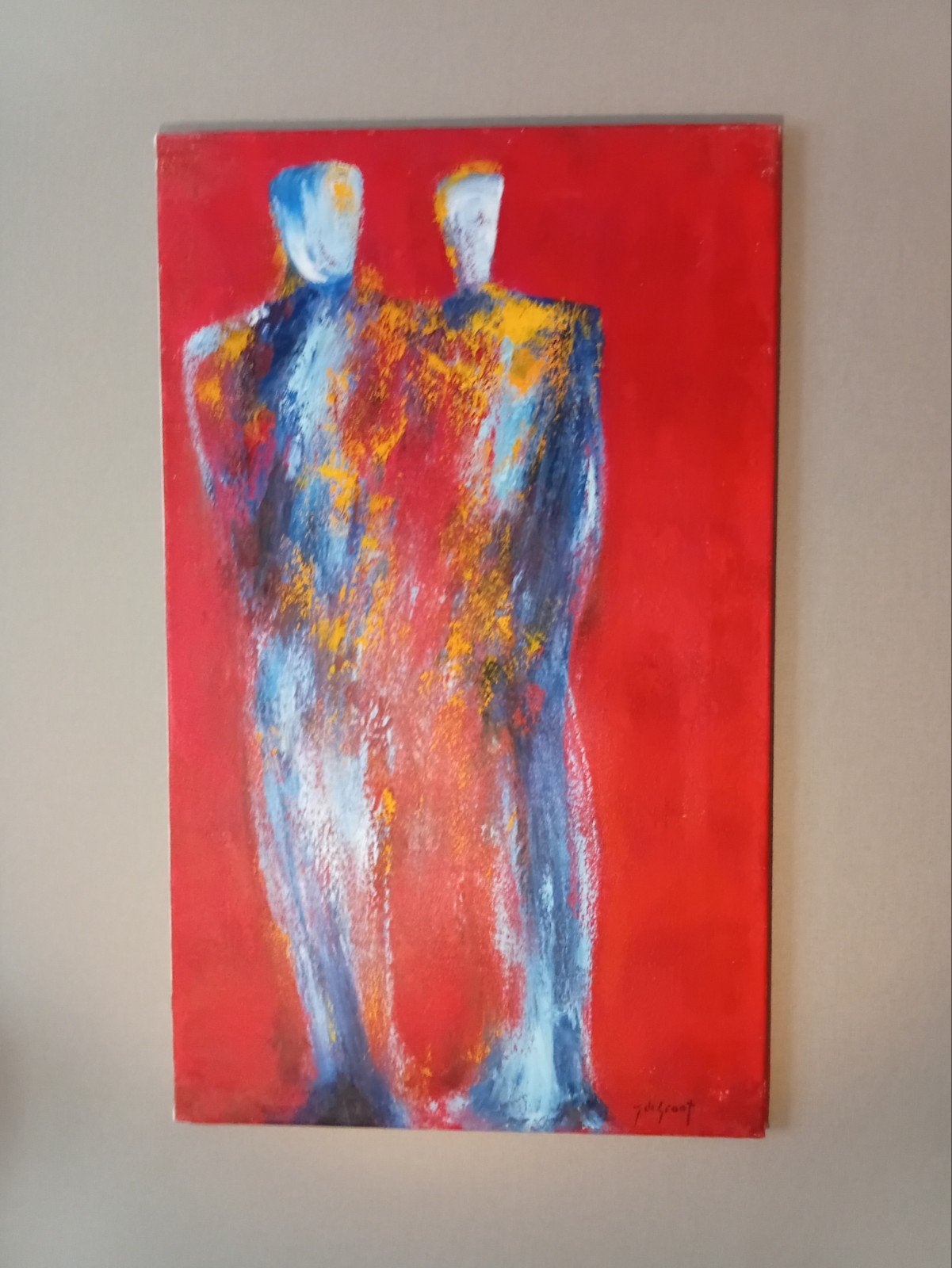 Jochem de Graaf - abstraikt verf op linnen, Abstract, Hout, Ophalen of Verzenden, Olieverf