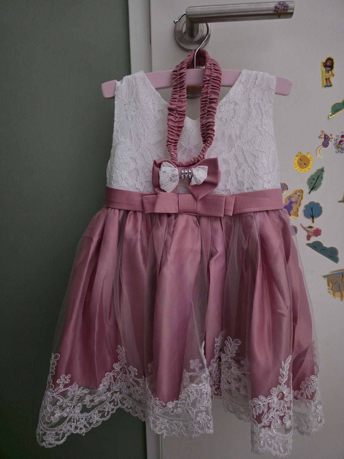 Roze met wit prinsessenjurkje voor 1-2 jaar oud, Kinderen en Baby's, Babykleding | Overige, Ophalen of Verzenden, Zo goed als nieuw