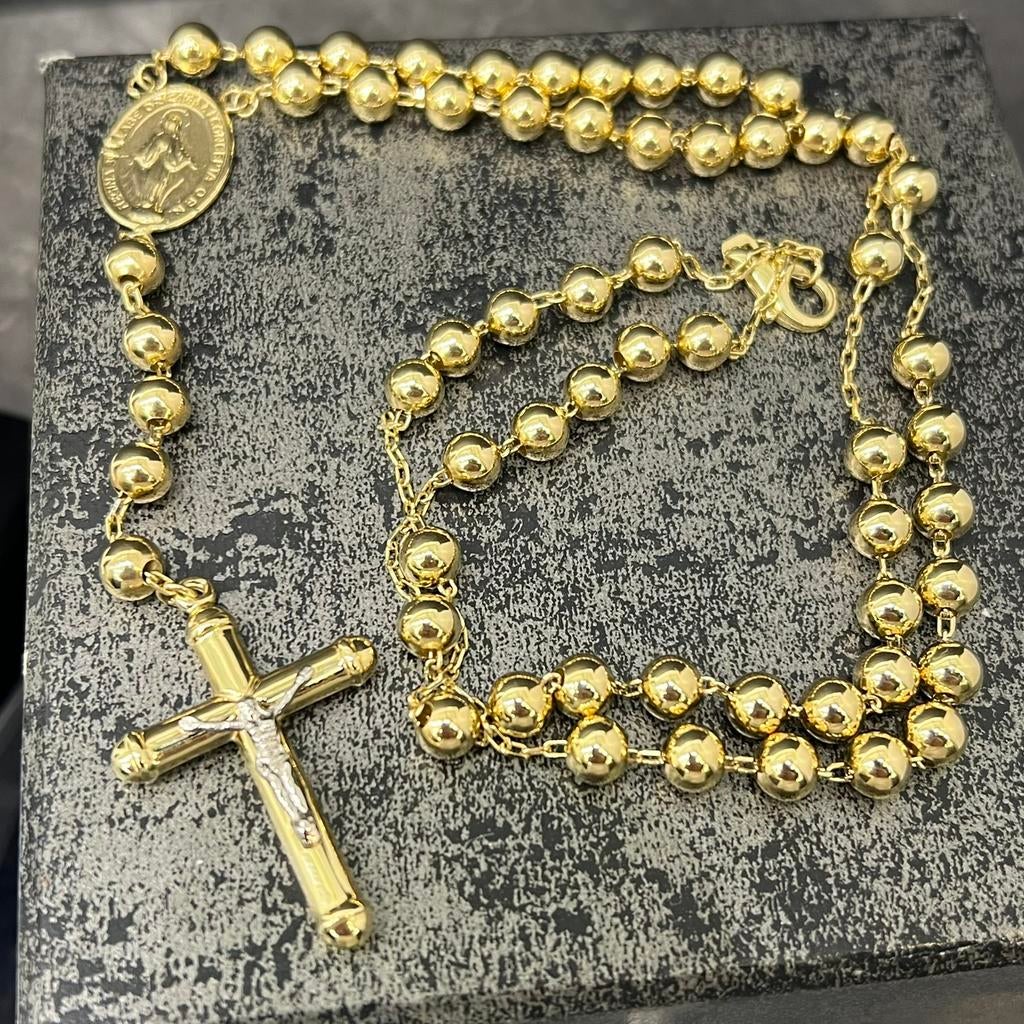 14k gouden ketting rozenkrans dik schakel italy 14 karaat, Sieraden, Tassen en Uiterlijk, Kettingen, Ophalen of Verzenden, Zo goed als nieuw
