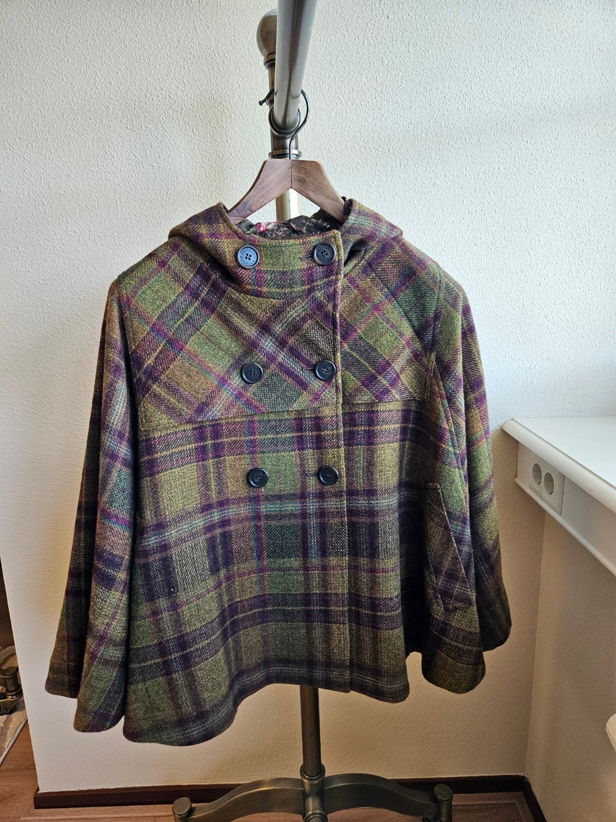 Barbour Cape Jas - Geruit met Capuchon, Barbour, Ophalen of Verzenden, Zo goed als nieuw, Maat 36 (S)